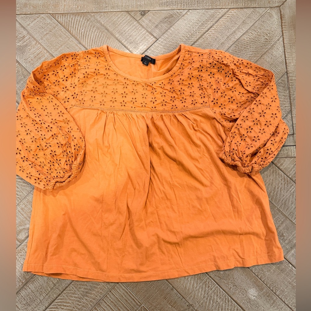 J. Crew Orange Eyelet Blouse
